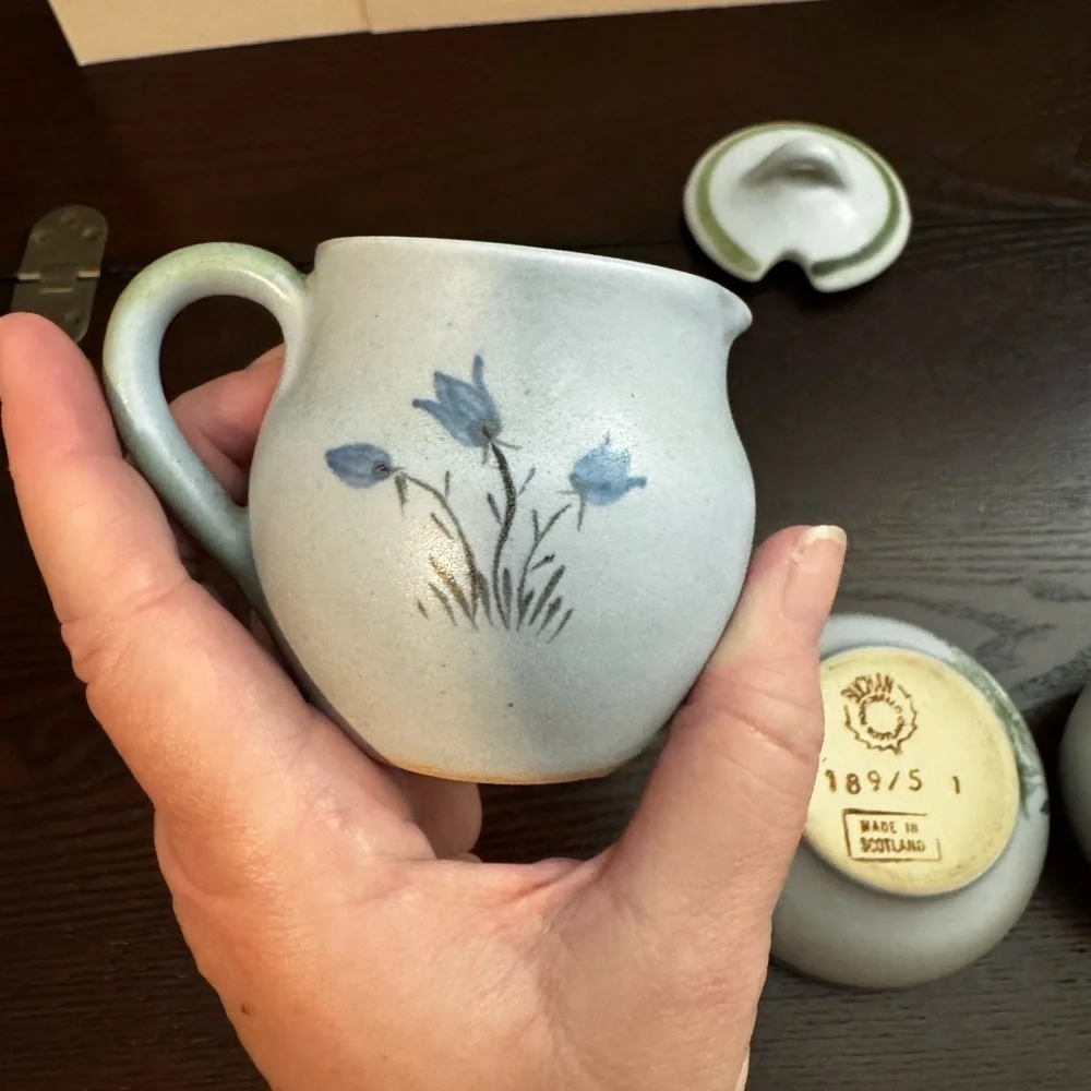 Buchan Vintage 3pc Thistleware Portobello stoneware cream and sugar set